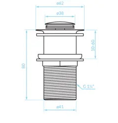 Aquadesign Push to Open afvoerplug 1.1/4 goud wastafelplug
