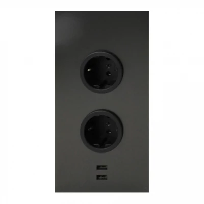 Indux Energiezuil 2ST22 met 2 stopcontacten en 2 usb aansluitingen Gun Metal met Penaarde