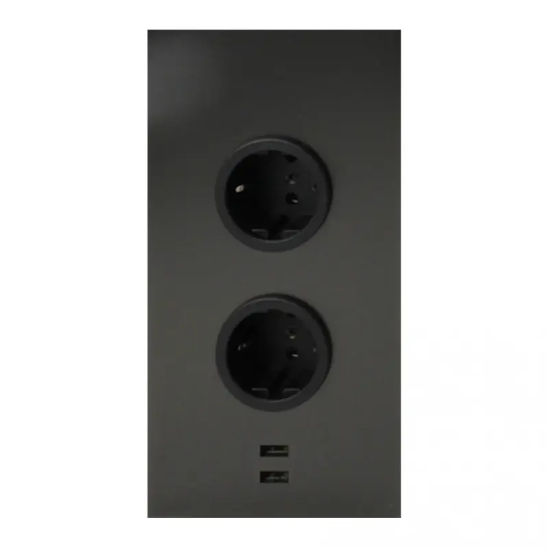 Indux Energiezuil 2ST22 met 2 stopcontacten en 2 usb aansluitingen Gun Metal met Penaarde