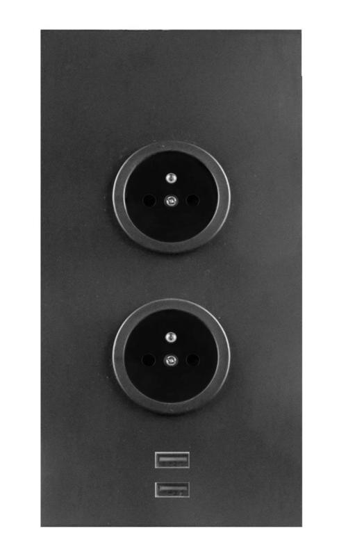 Indux Corner Еnergiezuil met 2 stopcontacten Penaarde en 2 x USB-lader Gun metal 1208955890