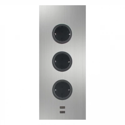 Indux  Energiezuil 3ST29 met 3 stopcontacten en 2 usb aansluitingen RVS