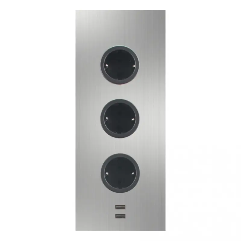Indux Energiezuil 3ST29 met 3 stopcontacten en 2 usb aansluitingen RVS met Penaarde