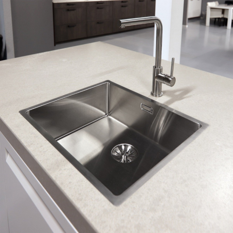 OUTLET Flens gebogen! Lorreine Superplug  rvs dubbele spoelbak 3434 cm onderbouw  1208955942