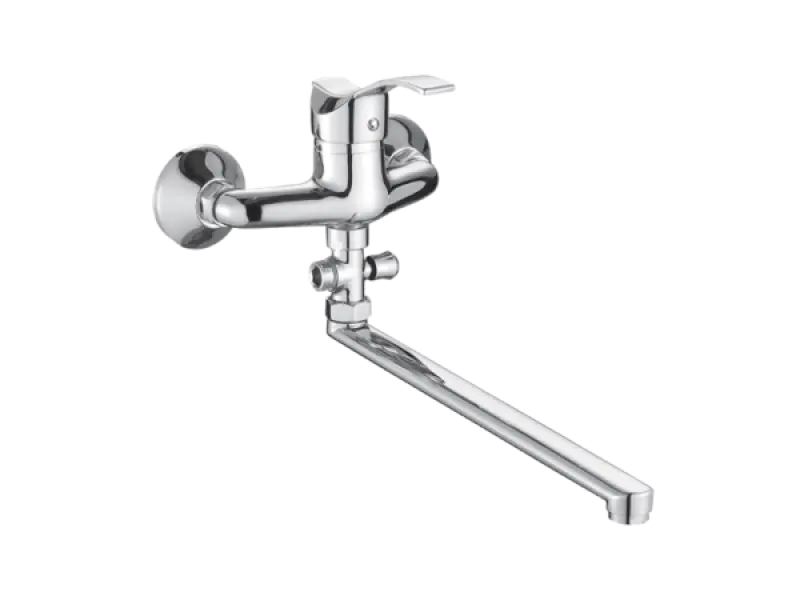 Aquadesign Sens muurkraan met extra lange uitloop totaal 40cm en handdouche aansluiting chroom 1208955952