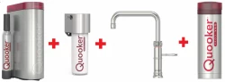 Quooker Classic Fusion Square RVS PRO3 & CUBE Warm, koud, kokend, gefilterd, koud, bruisend water 3CFSRVS+CUBE