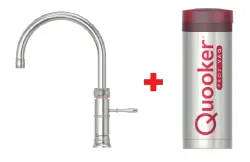 Quooker Classic Fusion Round RVS PRO3 & CUBE Warm, koud, kokend, gefilterd, koud, bruisend water 3CFRRVS+CUBE