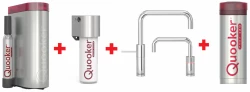 Quooker Nordic Square Twintaps Chroom PRO3 & CUBE Warm, koud, kokend, gefilterd, koud, bruisend water 3NSCHRTT+CUBE