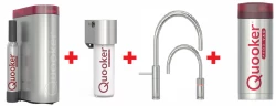 Quooker Nordic Round Twintaps RVS PRO3 & CUBE Warm, koud, kokend, gefilterd, koud, bruisend water 3NRRVSTT+CUBE