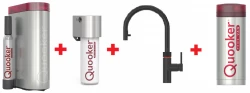 Quooker Flex Zwart PRO3 & CUBE Warm, koud, kokend, gefilterd, koud, bruisend water 3XBLK+CUBE