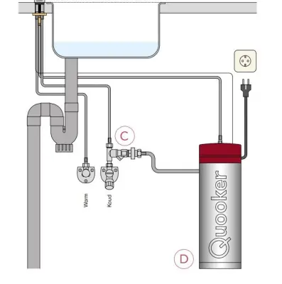 Quooker Fusion Square Chroom PRO3 & CUBE Warm, koud, kokend, gefilterd, koud, bruisend water 3FSCHR+CUBE