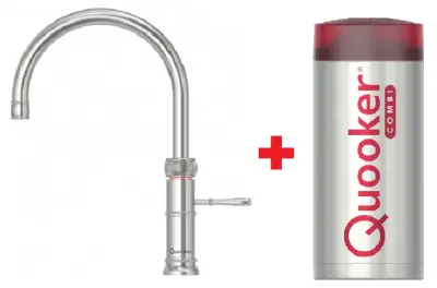 Quooker Classic Fusion Round RVS COMBI & CUBE Warm, koud, kokend, gefilterd, koud, bruisend water 22CFRRVS+CUBE