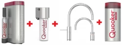 Quooker Nordic Round Twintaps Chroom COMBI & CUBE Warm, koud, kokend, gefilterd, koud, bruisend water 22NRCHRTT+CUBE