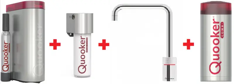 Quooker Nordic Square Chroom Combi+ & CUBE Kokend, gefilterd, koud, bruisend water 22+NSCHR+CUBE