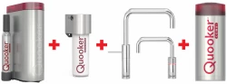 Quooker Nordic Square Twintaps Chroom COMBI & CUBE Warm, koud, kokend, gefilterd, koud, bruisend water 22NSCHRTT+CUBE