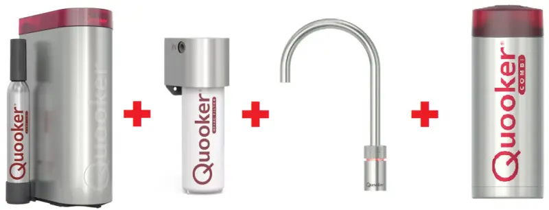 Quooker Nordic Round RVS Combi+ & CUBE Kokend, gefilterd, koud, bruisend water 22+NRRVS+CUBE