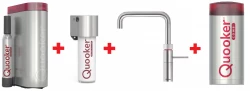 Quooker Fusion Square RVS COMBI & CUBE Warm, koud, kokend, gefilterd, koud, bruisend water 22FSRVS+CUBE