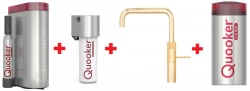 Quooker Fusion Square Goud COMBI & CUBE Warm, koud, kokend, gefilterd, koud, bruisend water 22FSGLD+CUBE