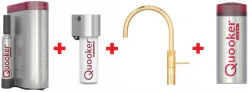 Quooker Fusion Round Goud Combi+ & CUBE Warm, koud, kokend, gefilterd, koud, bruisend water 22+FRGLD+CUBE