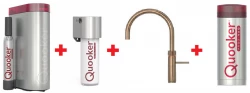 Quooker Fusion Round Messing natuur PRO3 & CUBE Warm, koud, kokend, gefilterd, koud, bruisend water 3FRPTN+CUBE