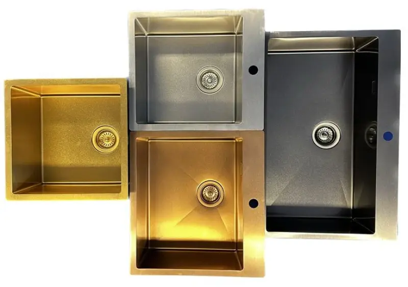 Ausmann Turt gun metal spoelbak PVD NANO 40x40 onderbouw vlakbouw en opbouw 1208956946