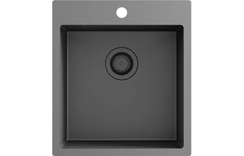 Ausmann Turt gun metal spoelbak 45x50mm met kraangat onderbouw vlakbouw en opbouw 1208956960