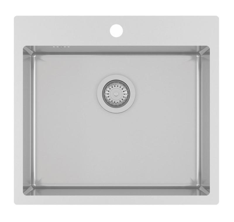 Ausmann Oder Blue rvs spoelbak 55x50cm vlakbouw en opbouw met kraangatbank 1208957118