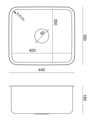 Aquadesign Oxford koperen PVD RVS spoelbak 40x35cm onderbouw 1208957202