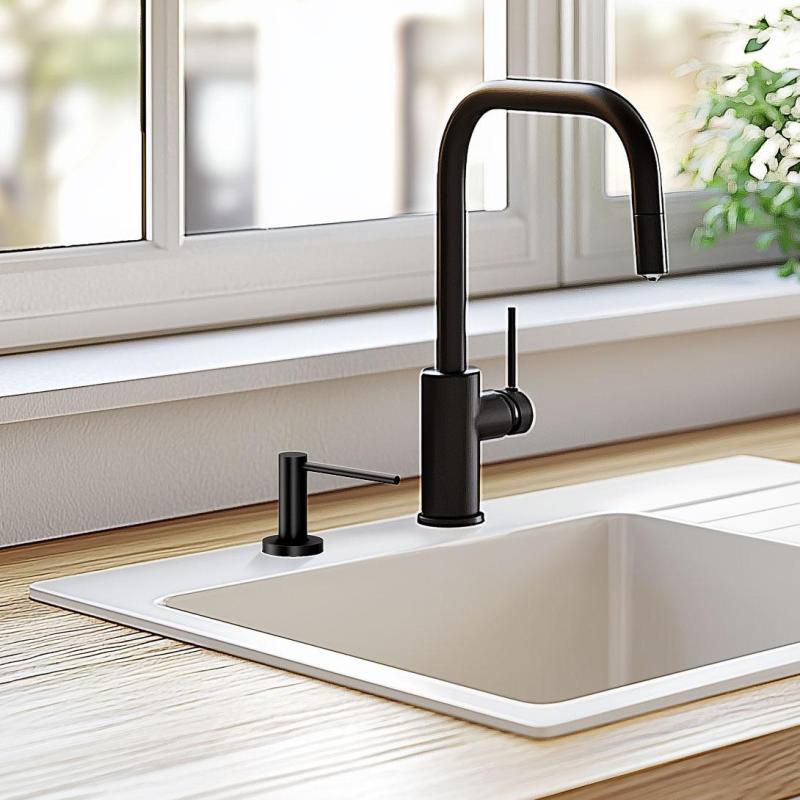 Quadri Swindon Luxe Inbouw Zeepdispenser mat zwart van boven navulbaar 1208957213