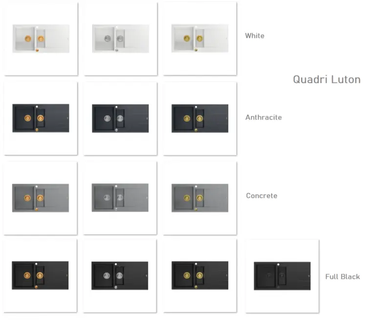 Quadri Luton witte granieten opbouw spoelbak met afdruipvlak omkeerbaar 100x50cm met rvs plug 1208957324