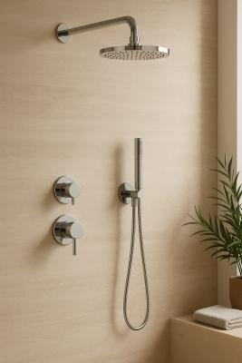Waterevolution Flow inbouw doucheset chroom met thermostaat regendouche en handdouche 1208957343
