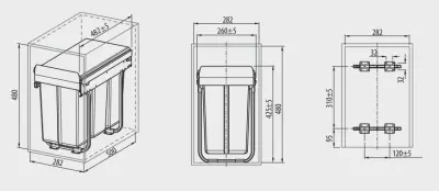 Garbi Sorter S-30-2 inbouw afvalsysteem met 2 afvalbakken 1 x 10 en 1 x 20 liter 1208957363