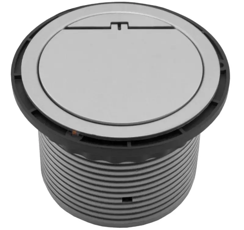 Indux Cover inbouw randaarde zilveren keuken stopcontact in werkblad met 2 usb aansluitingen 1208957397