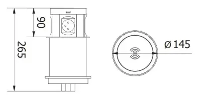 Indux Push verzinkbare penaarde witte keuken stopcontact in werkblad met 4 stopcontacten, 2 x USB, 2 x RJ45 en draadloos opladen 1208957422