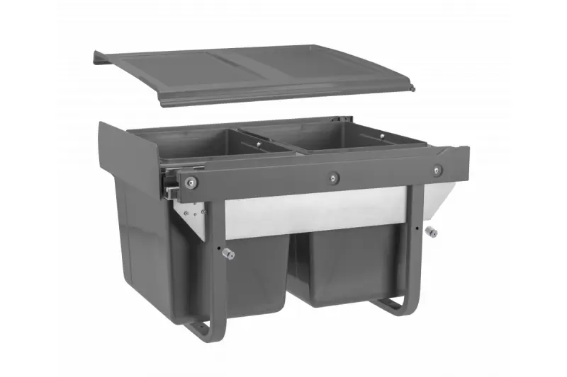 Garbi Sorter S-45-2-15 keuken afvalemmer inbouw met 2 x 15 liter afvalbakken extra laag 1208957444