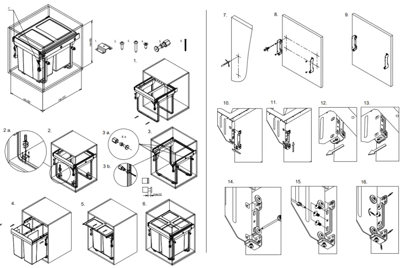 Garbi Carrier C-45-2 inbouw afvalsysteem met eigen geleiders en 2 afvalbakken 2 x 15 Liter 1208957467