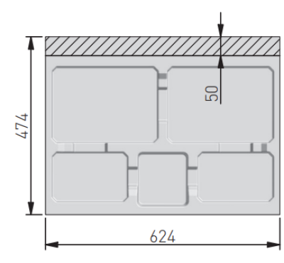 Garbi Basket B-70-4 sorteer afvalsysteem voor lade 70cm  incl. houder en 4 afvalbakken 1208957476