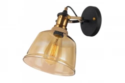 Decor Muscari II wandlamp amber kleurig glas in metallic uitvoering en messing lamphouder 3633
