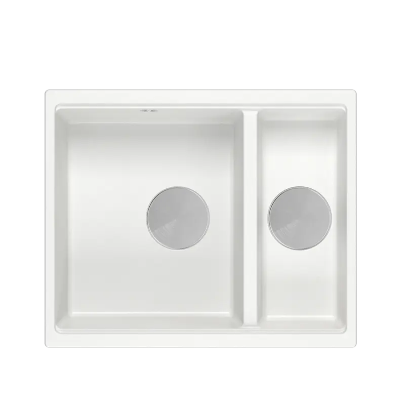 Quadri Newport II wit 1,5 spoelbak graniet opbouw en onderbouw spoelbak 555x460mm met rvs plug 1208957860