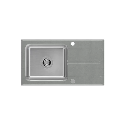Quadri Fusion opbouw rvs spoelbak met zilver graniet afdruipgedeelte 78x43 omkeerbaar 1208957880