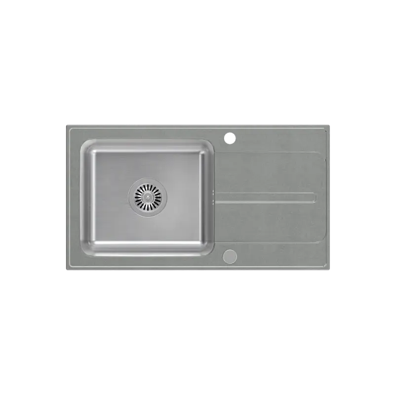 Quadri Fusion opbouw rvs spoelbak met zilver graniet afdruipgedeelte 78x43 omkeerbaar 1208957880