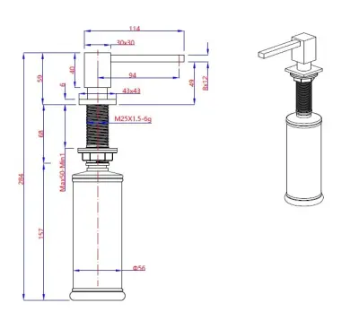 Quadri Tenby vierkante Inbouw Zeepdispenser RVS boven navulbaar 1208957894