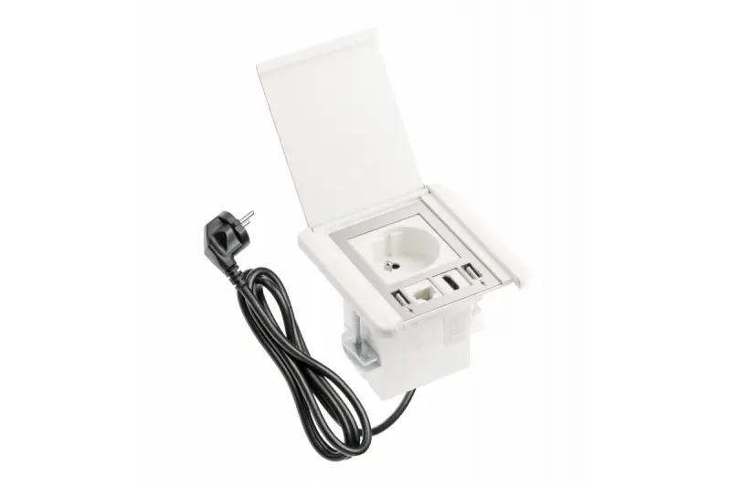 Indux Flip mat wit penaarde inbouw Stopcontact met 2xUSB A, 1xRJ45 en HDMI aansluiting 1208957916