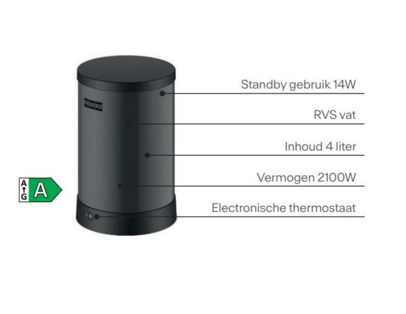 Franke Maris water hub 4L boiler 3-1 met Touch electronische kokend water kraan RVS met waterhub mengset 1208957943