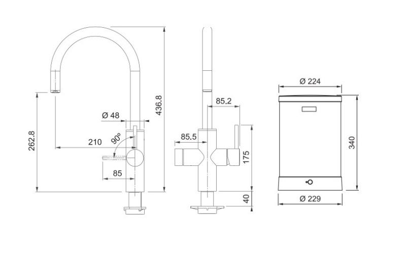Franke Maris water hub 4L boiler 3-1 met Touch electronische kokend water kraan RVS met waterhub mengset 1208957943