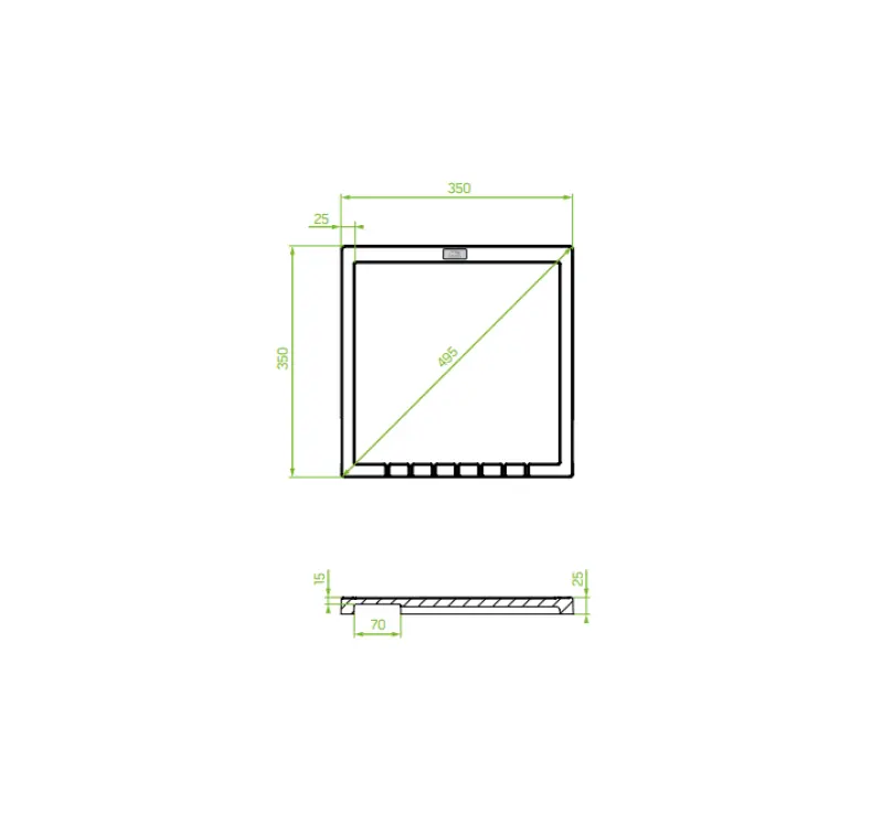 Aquadesign Unix afdruiprek graniet 35x35cm wit 1208958212