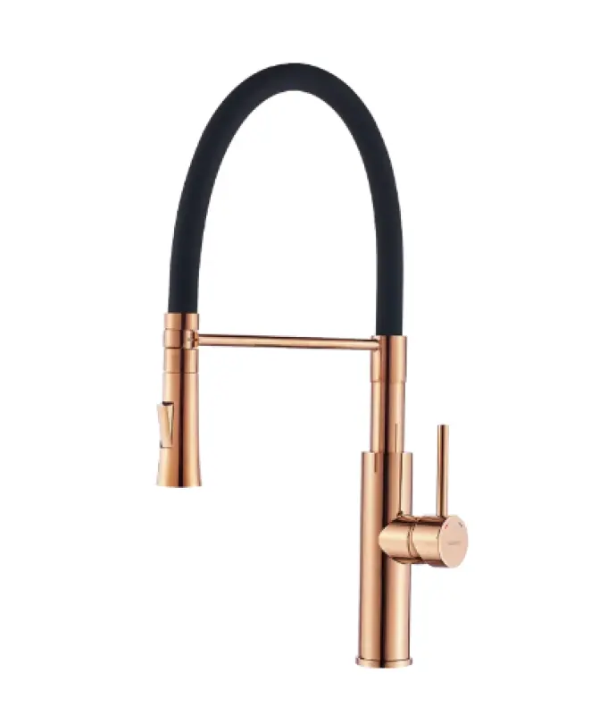 Aquadesign eenhendel keukenmengkraan goud/zwart met flexibele uitloop 1208958223