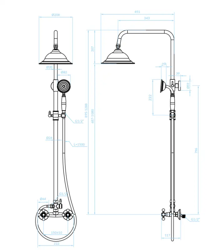 Aquadesign Marseille Douchekolom met regendouche en handdouche Chroom 1208958259