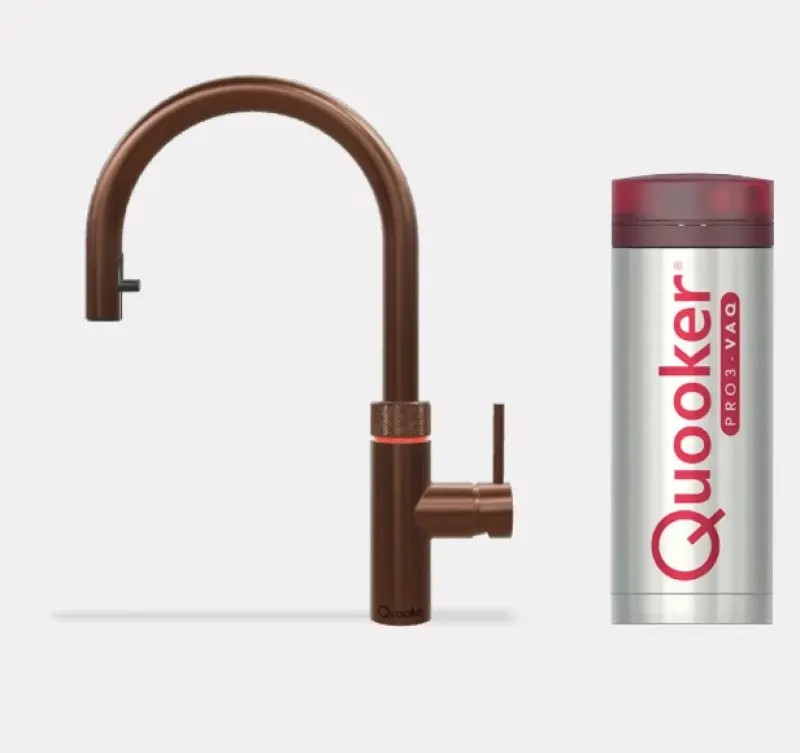 Quooker Flex Rose Koper PRO3 & CUBE Warm, koud, kokend, gefilterd, koud, bruisend water 3XRCO+CUBE