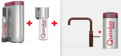 Quooker Fusion Square Rose Koper COMBI & CUBE Warm, koud, kokend, gefilterd, koud, bruisend water 22FSRCO+CUBE