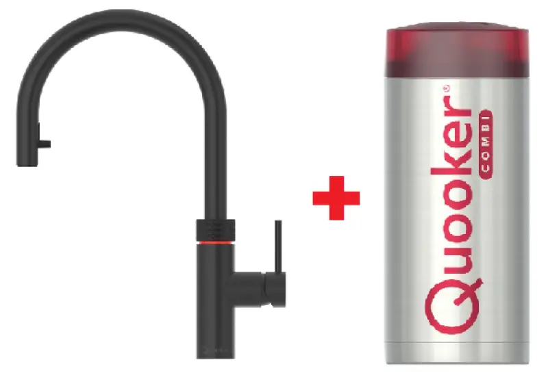 Quooker Flex Gun Metal Combi+ & CUBE Warm, koud, kokend, gefilterd, koud, bruisend water 22+XGME+CUBE